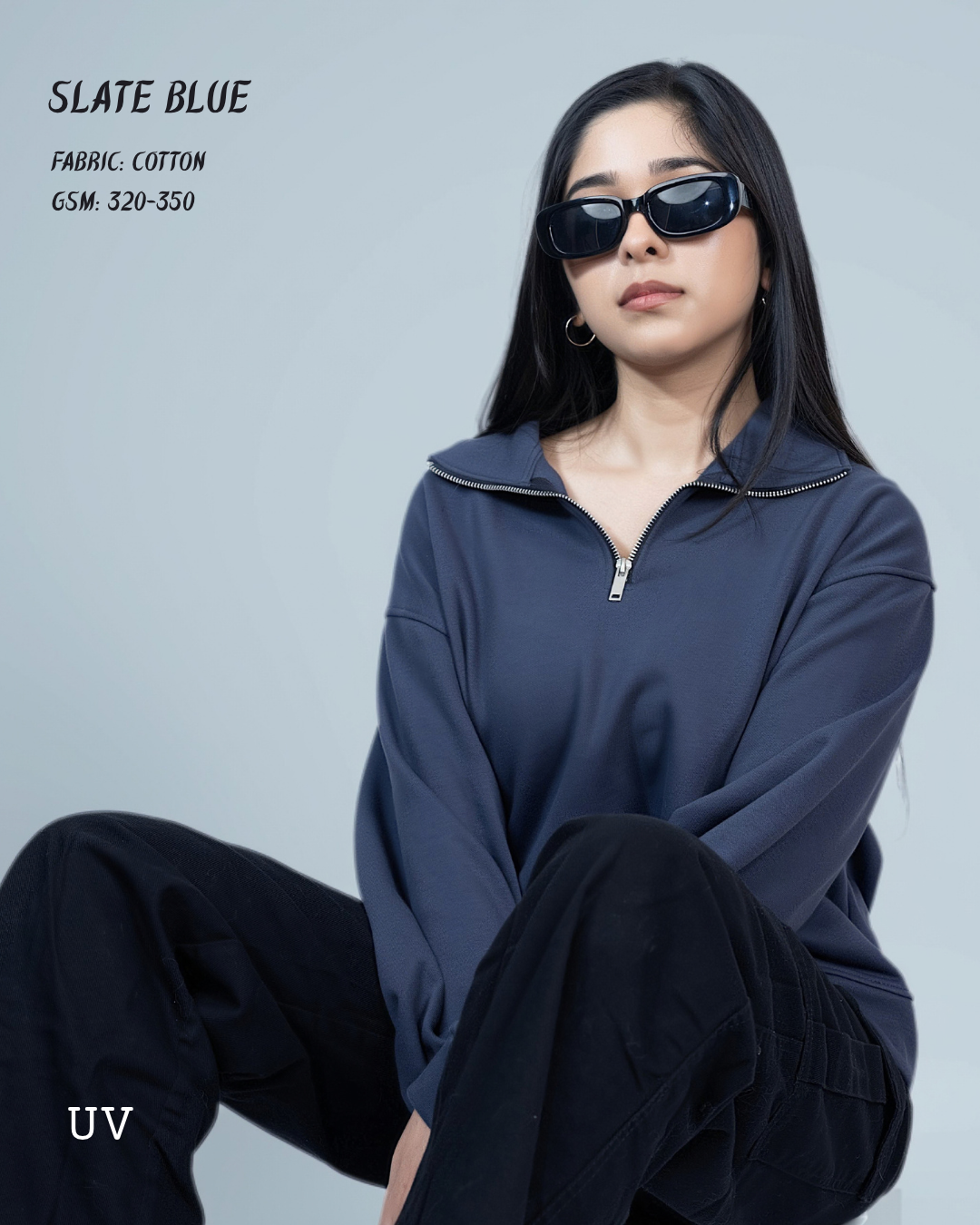 Slate Blue Quarter-Zip <br >Pullover