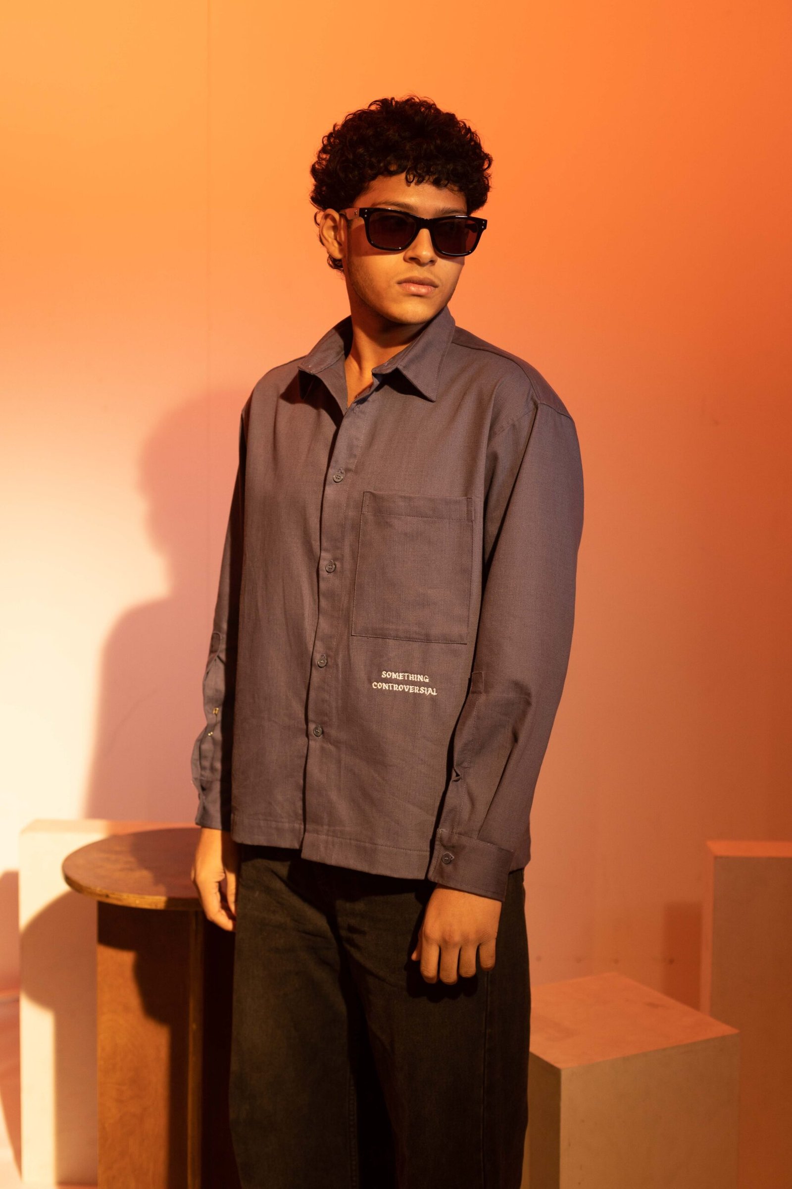 CHARCOAL DUSK EMBROIDERED OVERSHIRT