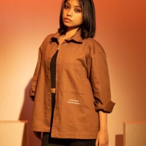 MOCHA BROWN EMBROIDERED OVERSHIRT
