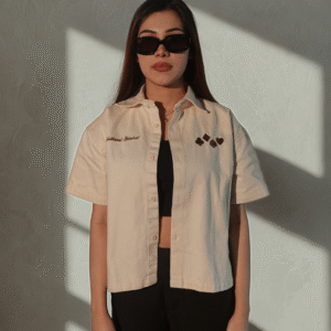 Embroidered Boxy Shirt <br> Bone White