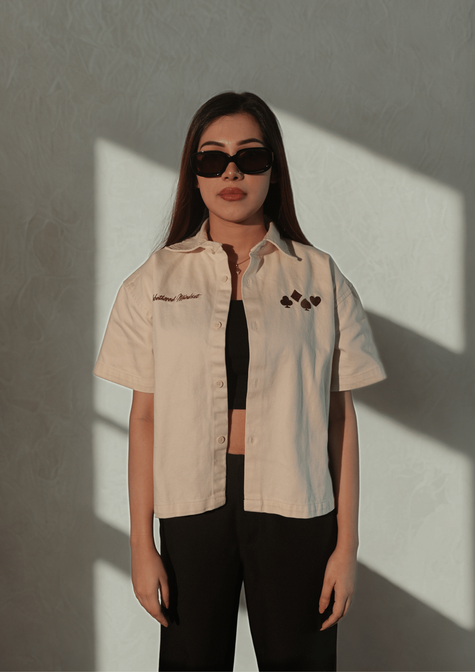 Embroidered Boxy Shirt <br> Bone White