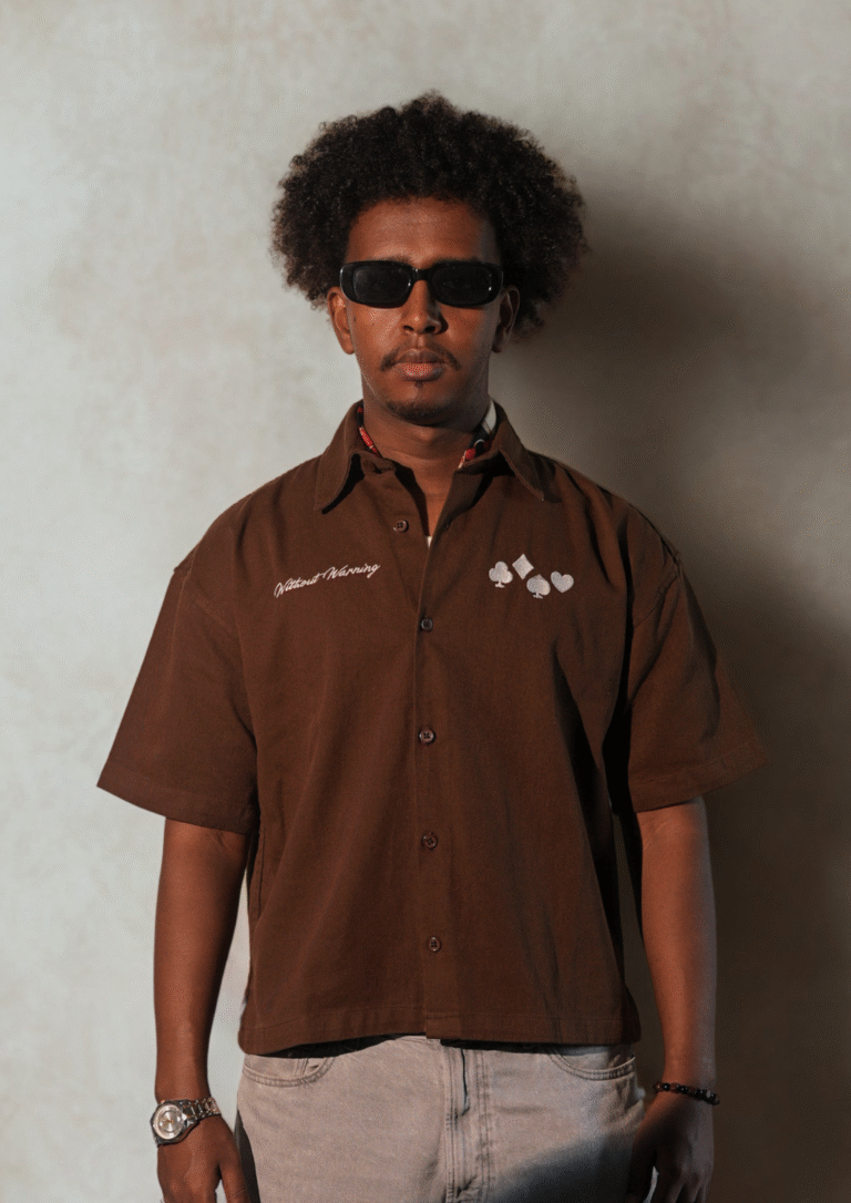 Embroidered Boxy Shirt <br> Mocha Brown