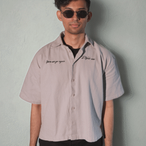 Embroidered Boxy Shirt <br> Cloud Grey